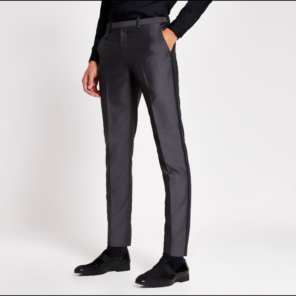 Double breasted suit in charcoal grey